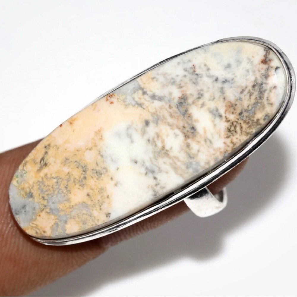 925 Silver Plated Maligano Jasper
Ethnic Ring Handmade Jewelry Size US 7